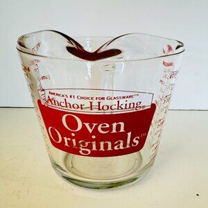 Vtg Anchor Hocking Red Label Oven Originals 4 cup 32oz Measuring Cup Glass